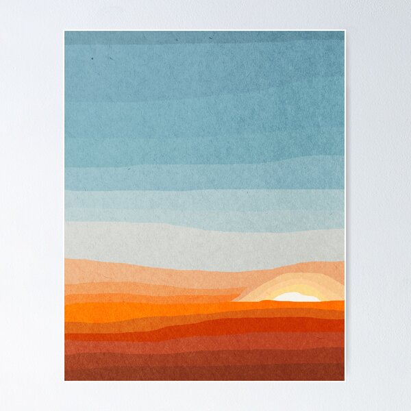 Item preview, Sunset landscape, Mid century art print designed and sold by juliaemelian.