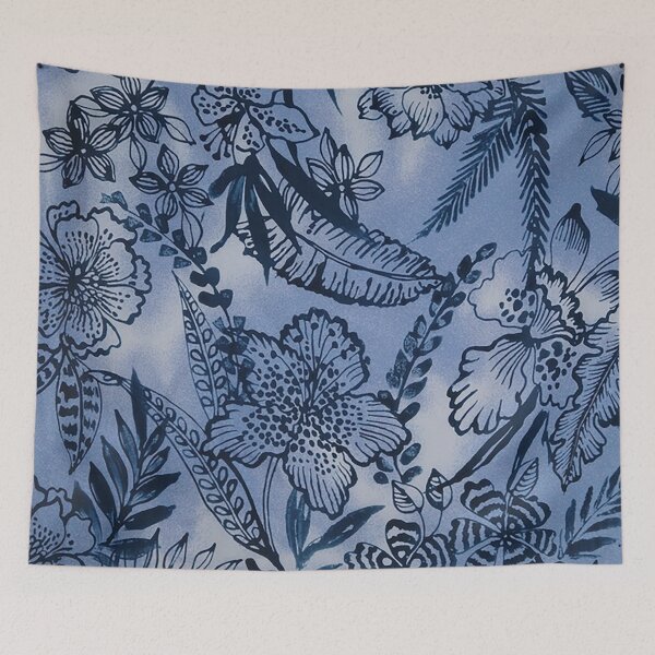 Item preview, Indigo Tropical Flowers designed and sold by Leslie Rogers Todder.