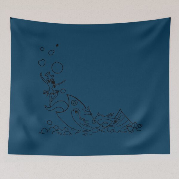 Item preview,  A school of crazy fish. And a bearded ballerina. (Black-and-blue) designed and sold by Canvasvendetta.