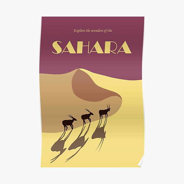 Sahara desert retro travel poster Poster
