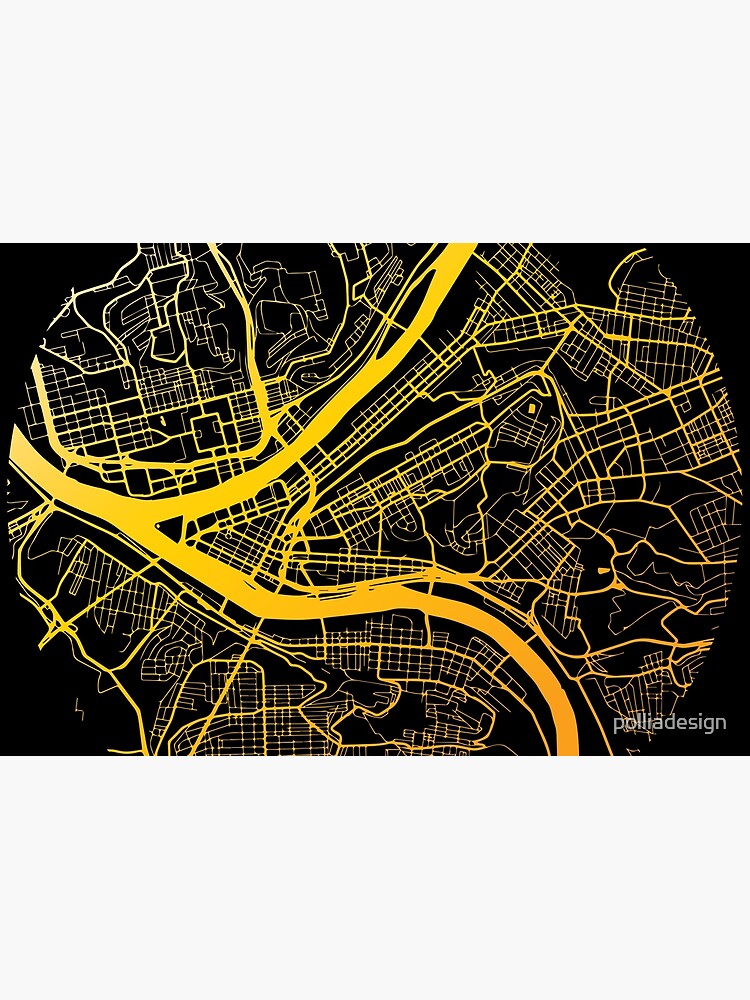 Pittsburgh Map Black and Yellow by polliadesign