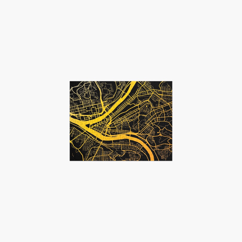 Pittsburgh Map Black and Yellow Jigsaw Puzzle
