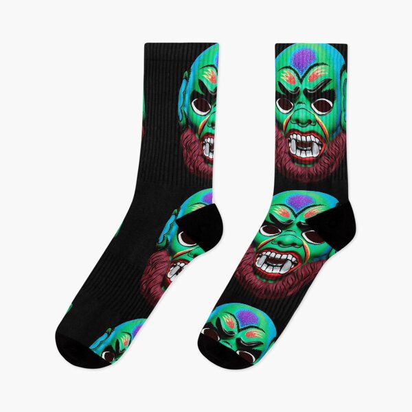 Item preview, Vintage COLORFUL GHOUL with FANGS & BEARD Retro Halloween Face Mask designed and sold by Taulukos Designs.