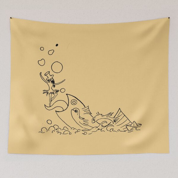 Item preview, A school of crazy fish. And a bearded ballerina. (Black-and-yellow) designed and sold by Canvasvendetta.