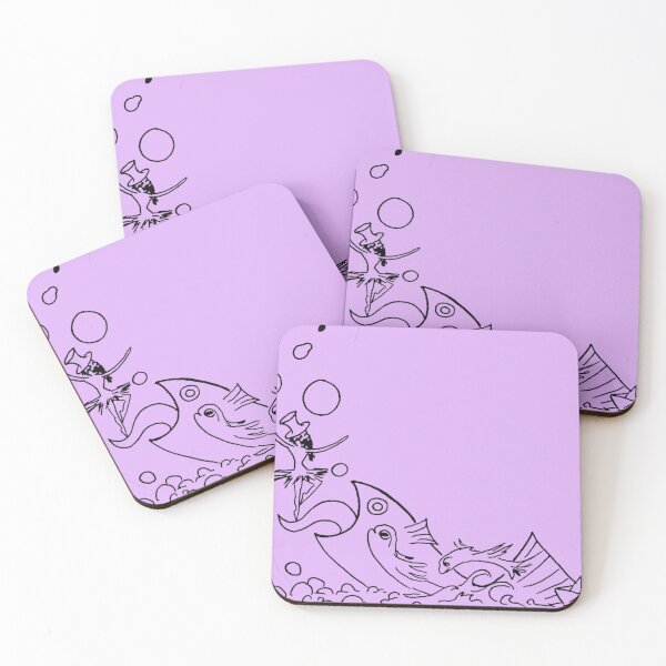 Item preview, A school of crazy fish. And a bearded ballerina. (Black-and-Lilac) designed and sold by Canvasvendetta.
