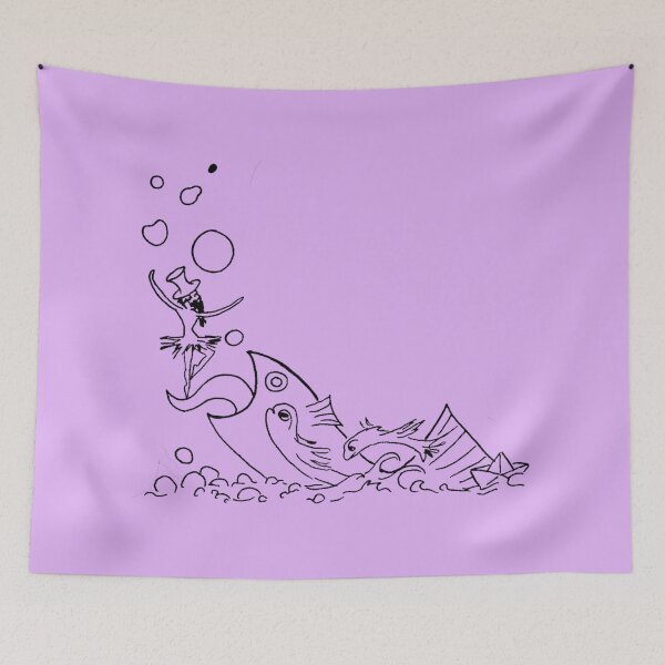 Item preview, A school of crazy fish. And a bearded ballerina. (Black-and-Lilac) designed and sold by Canvasvendetta.