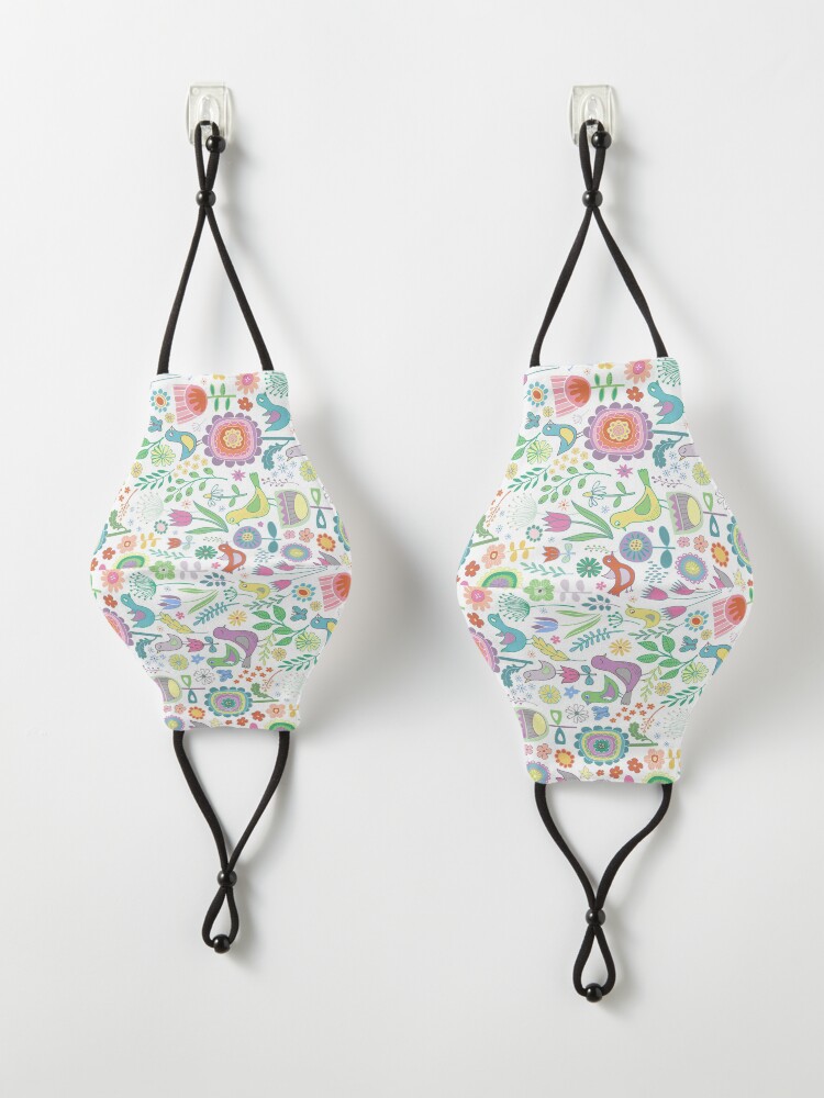 Alternate view of Birds and Blooms - on white - pretty floral bird pattern by Cecca Designs Mask