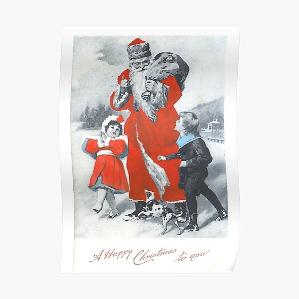 Vintage "A Happy Christmas To You" Postcard (1904) Poster