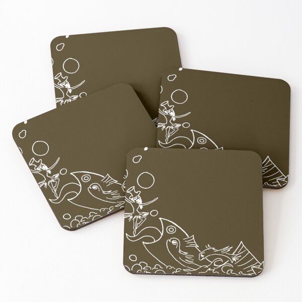 Item preview, A school of crazy fish. And a bearded ballerina. (white-and-brown) designed and sold by Canvasvendetta.