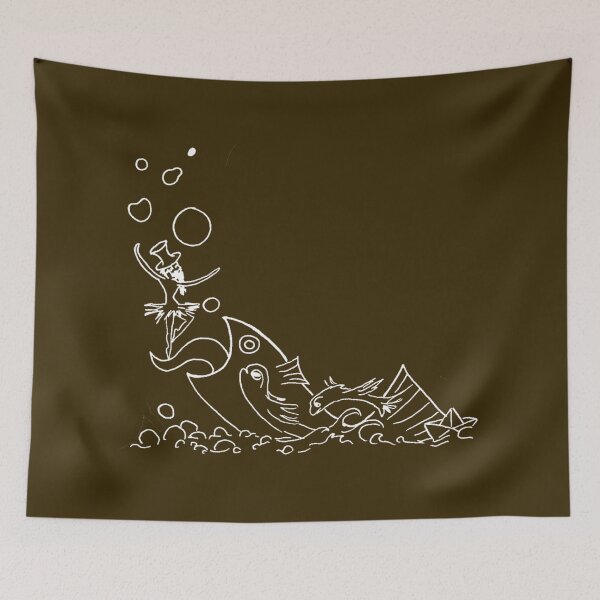 Item preview, A school of crazy fish. And a bearded ballerina. (white-and-brown) designed and sold by Canvasvendetta.