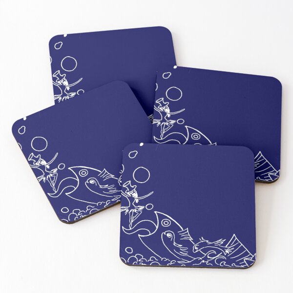 Item preview, A school of crazy fish. And a bearded ballerina. (white-and-blue) designed and sold by Canvasvendetta.