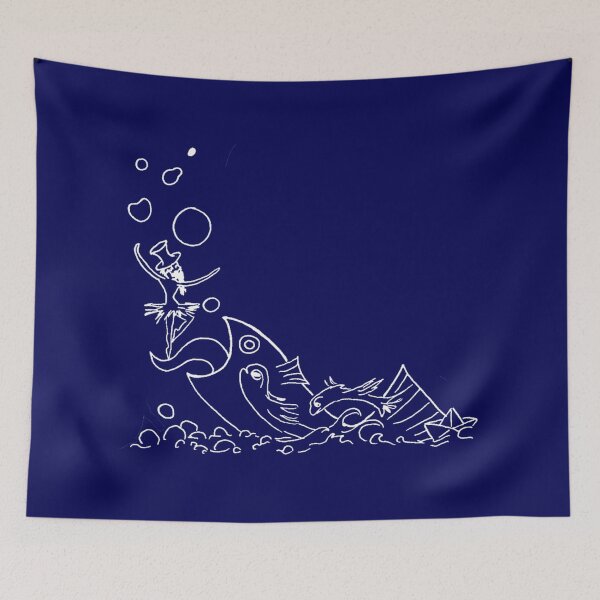 Item preview, A school of crazy fish. And a bearded ballerina. (white-and-blue) designed and sold by Canvasvendetta.