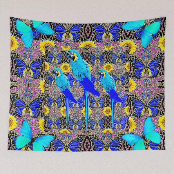 Item preview, BLUE PARROTS, BUTTERFLIES SUNFLOWER ART designed and sold by sharlesart.