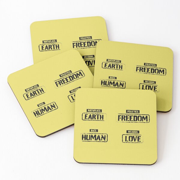 Item preview, Birthplace Earth Race Human Politics Freedom Religion Love - Stamp style 4 Stickers Pack - Black designed and sold by LookFrog.