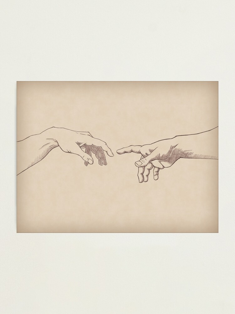 Thumbnail 1 of 3, Photographic Print, Dark Academia: Creation of Adam Sketch designed and sold by ElectricFangs.