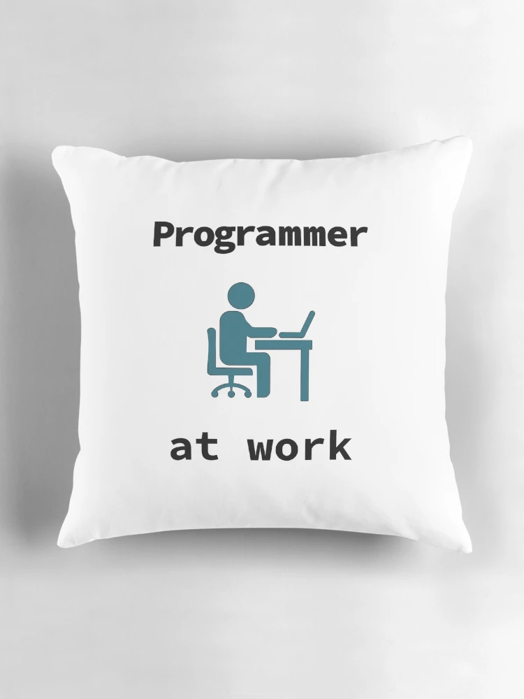 Thumbnail 3 of 4, Pillow, Programmer At Work, Source Code, Software Engineer, Computer Science, Web, WWW, Programming Humor, HTML, Dark Text designed and sold by Max-Wear.