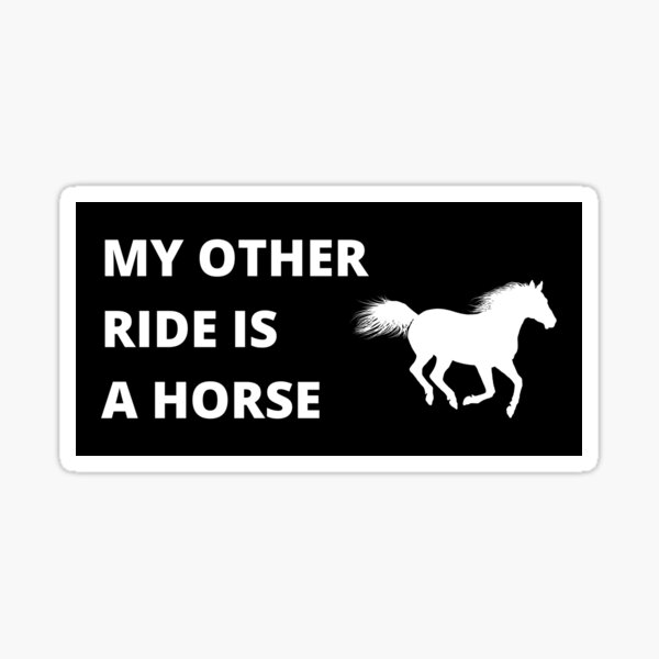Vista previa del artículo con la obra «Mi otro paseo es un caballo pegatina para el parachoques blanca», diseñado y vendido por AnnieDesignCo.