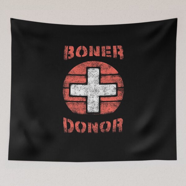 Item preview, BONER DONOR, vintage white cross on red bacground designed and sold by NiceSign.