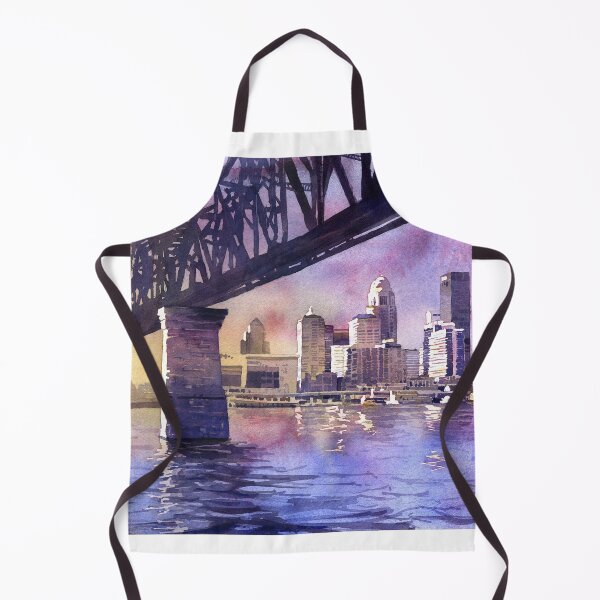 Item preview, Louisville, KY skyline at sunset.  Watercolor painting of Louisville  designed and sold by rfoxphoto.