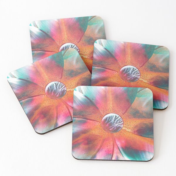 Item preview, Turquoise Shimmer Floral Beeswax Painting designed and sold by Artscenic.