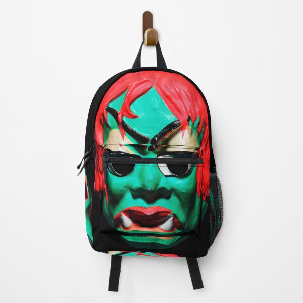 Item preview, Vintage GREEN SHE-DEMON with RED HAIR Retro Halloween Face Mask designed and sold by Taulukos Designs.