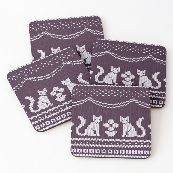 Item preview, seamless knitted Christmas Pattern with sitting cats designed and sold by Suhy.
