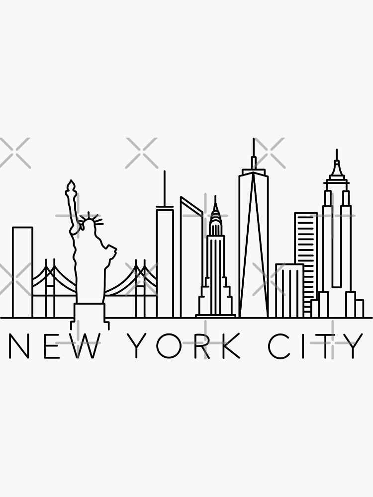 Thumbnail 3 of 3, Sticker, New York City Skyline designed and sold by jamiemaher15.