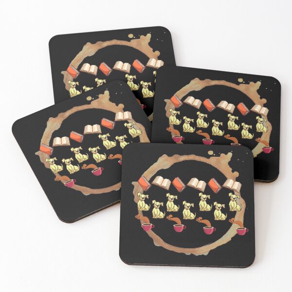 Item preview, Books, Dogs, and Cups of Coffee on A Circle Coffee Stain. designed and sold by javajossi.
