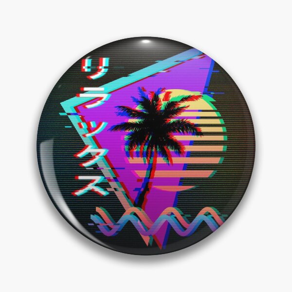 Item preview, Relax (Japanese) Palm Sunset in Retro 80s 90s Glitch Vaporwave Aesthetic  designed and sold by CoitoCG.