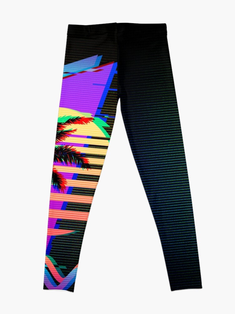 Vintage 80s 90s Tights Abstract Flower Tropical Spandex Workout