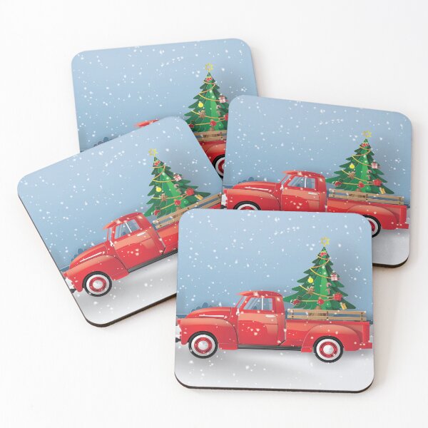 Item preview, Classic Old Red Truck carrying Christmas Tree designed and sold by FeatureGifts.