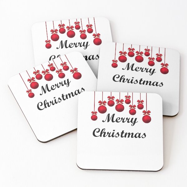 Item preview, Merry Christmas With Hanging Red Ornaments designed and sold by ThingsByJoy.