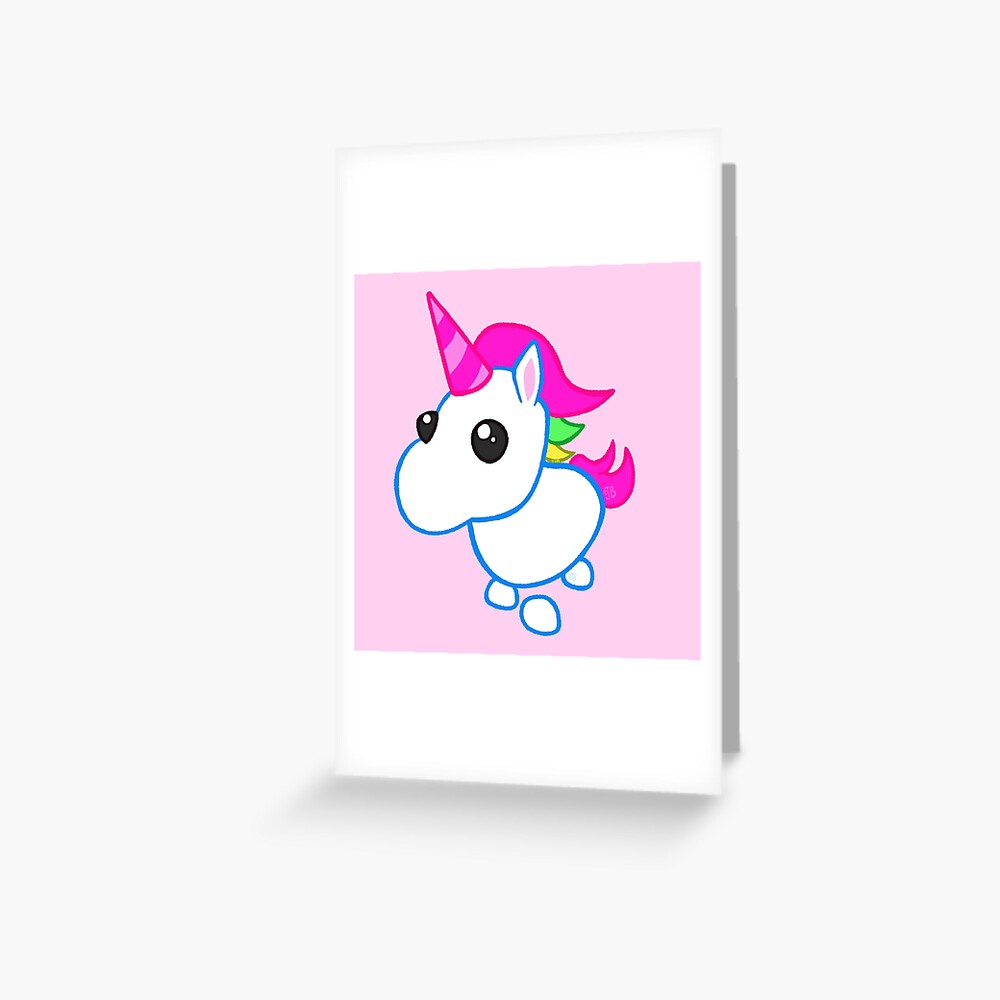 Mega Neon Unicorn Greeting Card By Tubers Redbubble - roblox adopt me mega neon horse