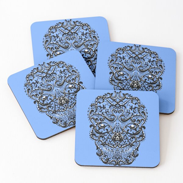 Item preview, Calavera decorativa de filigrana tribal Scrollwork - Blanco y negro designed and sold by Josh McCann.