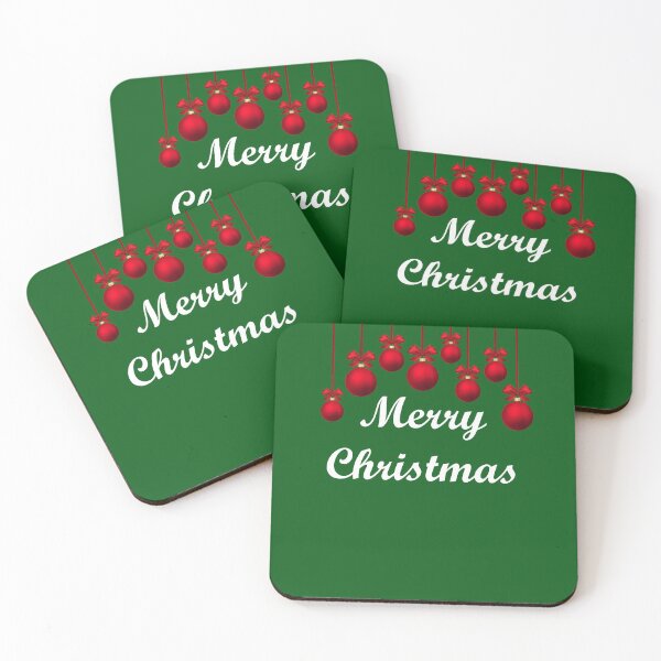 Item preview, Merry Christmas With Hanging Red Ornaments designed and sold by ThingsByJoy.