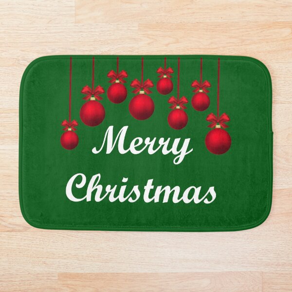 Item preview, Merry Christmas With Hanging Red Ornaments designed and sold by ThingsByJoy.
