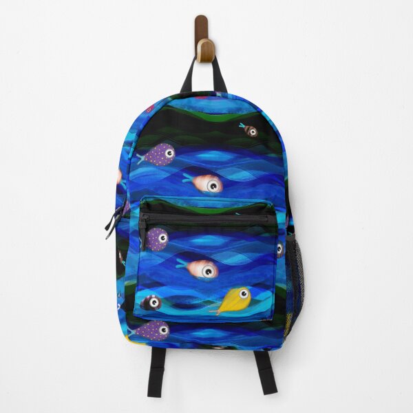 Item preview, Fishes wearable art ocean home decor blue deep blue waves designed and sold by rupydetequila.
