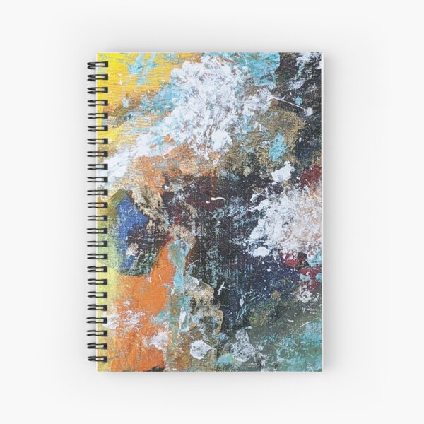 Yellow, Green, White, Orange, Teal Abstract Acrylic Art Spiral Notebook