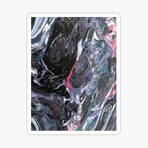 Twisty Black, Purple, Blue, Abstract Acrylic Pour Art Sticker