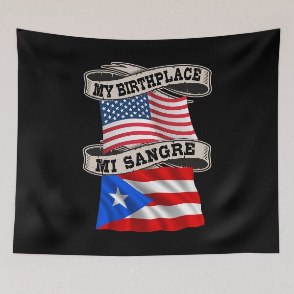 Item preview, My Birthplace Mi Sangre Puerto Rican American Flag T Shirt Merch designed and sold by PRINTS2HOT.