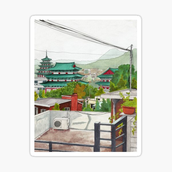 Item preview, View Over Seoul Against the Mountains designed and sold by NatashaBirdi.