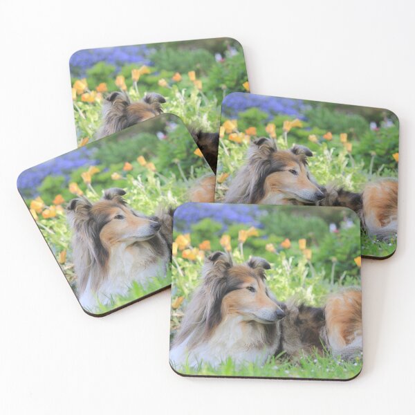 Item preview, Rough Collie With Yellow And Blue Flowers designed and sold by KarenWoodArt.