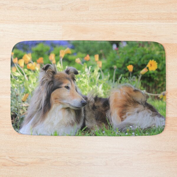 Item preview, Rough Collie With Yellow And Blue Flowers designed and sold by KarenWoodArt.