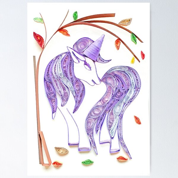 Item preview, Unicorn artwork quilled paper (2) Purple Unicorn (THIS IS A PRINT) designed and sold by folkyouall.
