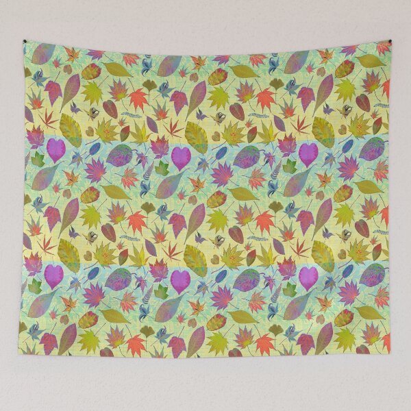 Item preview, Fall Bright Leaves on tapestry linen background designed and sold by Cheryl Welch.
