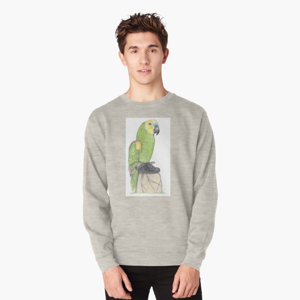 Parrot in combat boots Pullover Sweatshirt