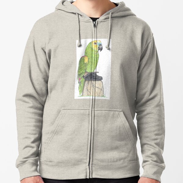 Parrot in combat boots Zipped Hoodie