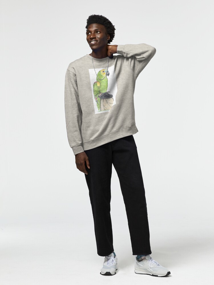 Thumbnail 3 of 7, Pullover Sweatshirt, Parrot in combat boots designed and sold by JimsBirds.