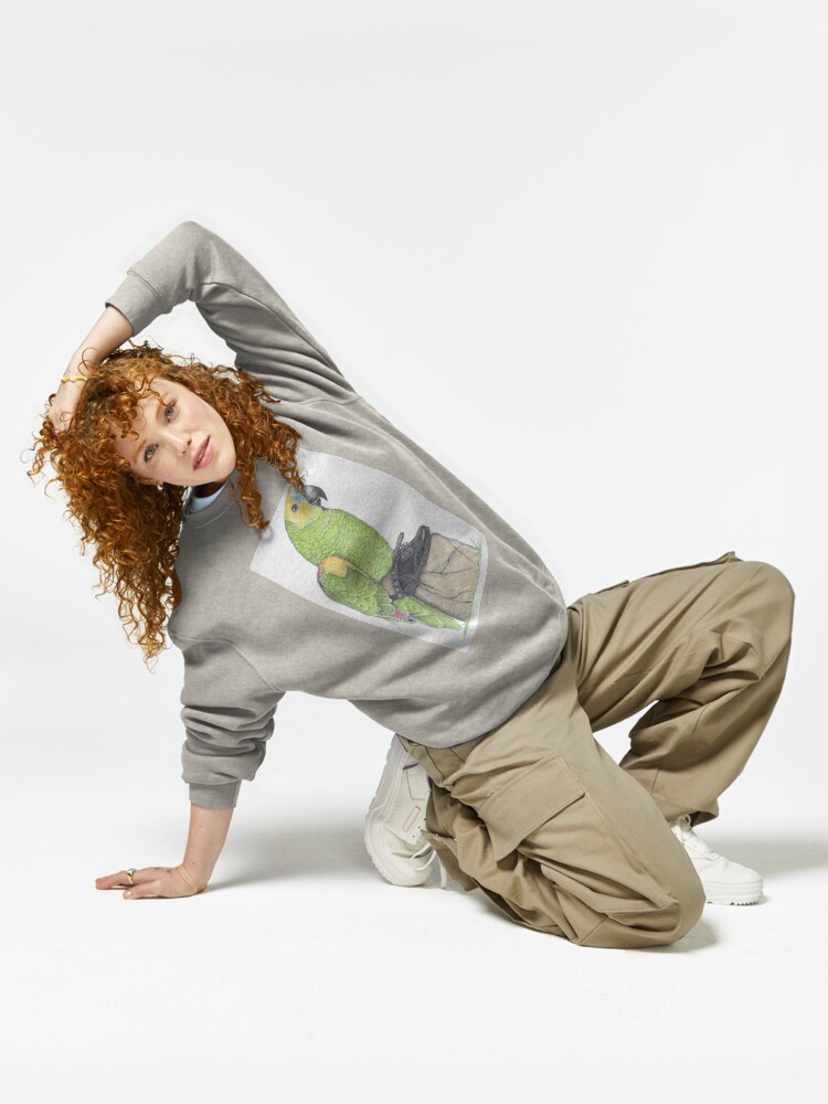 Thumbnail 6 of 7, Pullover Sweatshirt, Parrot in combat boots designed and sold by JimsBirds.