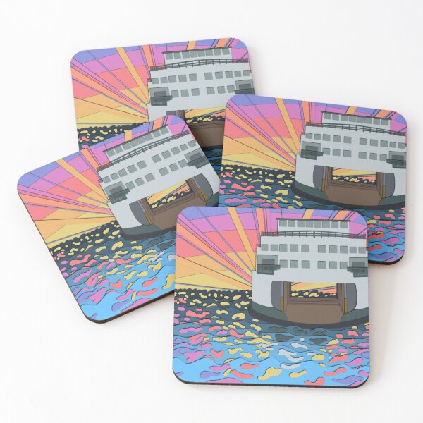 Item preview, Ferry Sunset Papercut designed and sold by SailAwaySticker.